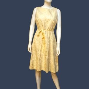 POSITIVE ATTITUDE Retro 1960s Floral Tapestry Tie Waist Sleeveless Tank Dress